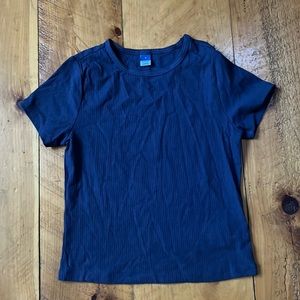 Old navy navy ribbed tee-hits at waist